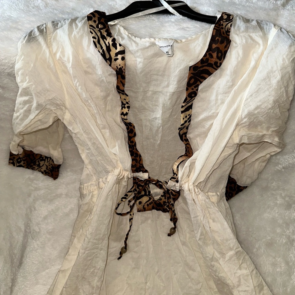 Merona Cream Swim Coverup with Leopard Trim - Picture 4 of 11